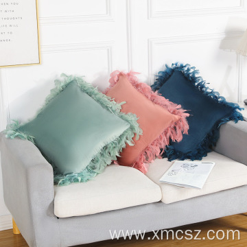 New velvet tassel piping cushion cover